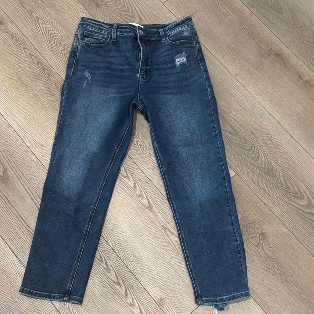 Classic Dark Blue Straight Leg Jeans